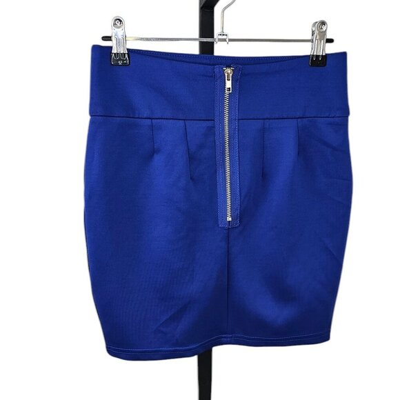 Love & Liberty Womens Zip Back Bodycon Fitted Mini Skirt, Blue, Size Small - Picture 5 of 7